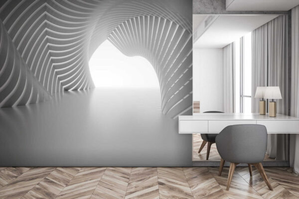 White tunnel with curved lines White tunnel with curved lines