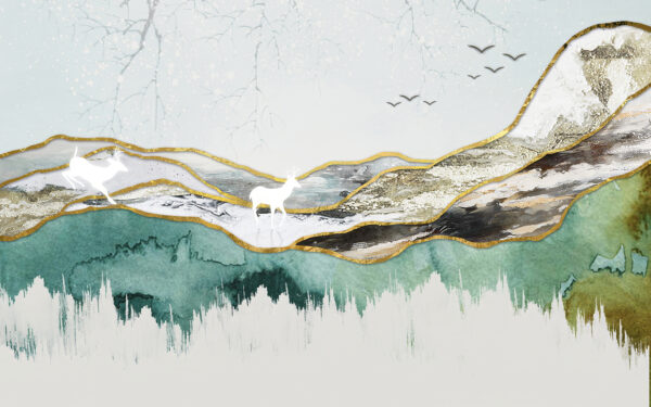 Painting of a deer and mountains u05943p 600x375 - Painting of a deer and mountains - tegory
