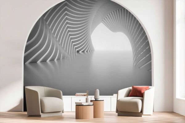 White tunnel with curved lines White tunnel with curved lines