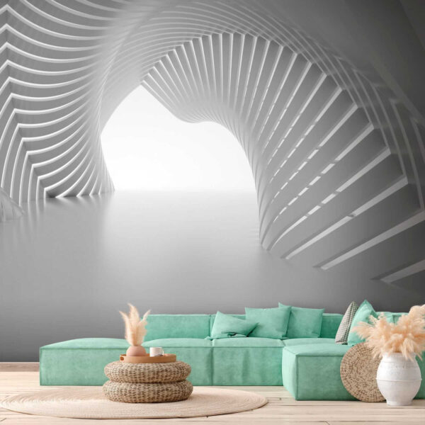 White tunnel with curved lines White tunnel with curved lines
