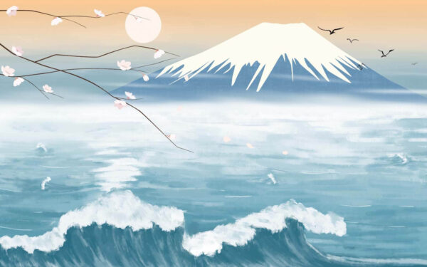 Mountain with waves and a bird flying u02326p 600x375 - Mountain with waves and a bird flying - tegory