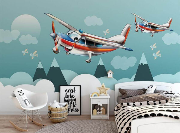 Cartoon planes flying in the sky Cartoon planes flying in the sky