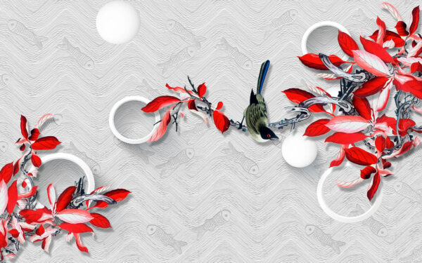 Wallpaper with a bird on a branch u05403p 600x375 - Wallpaper with a bird on a branch - tegory
