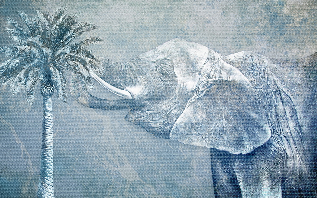 An elephant with palm tree u04130p - An elephant with palm tree - tegory
