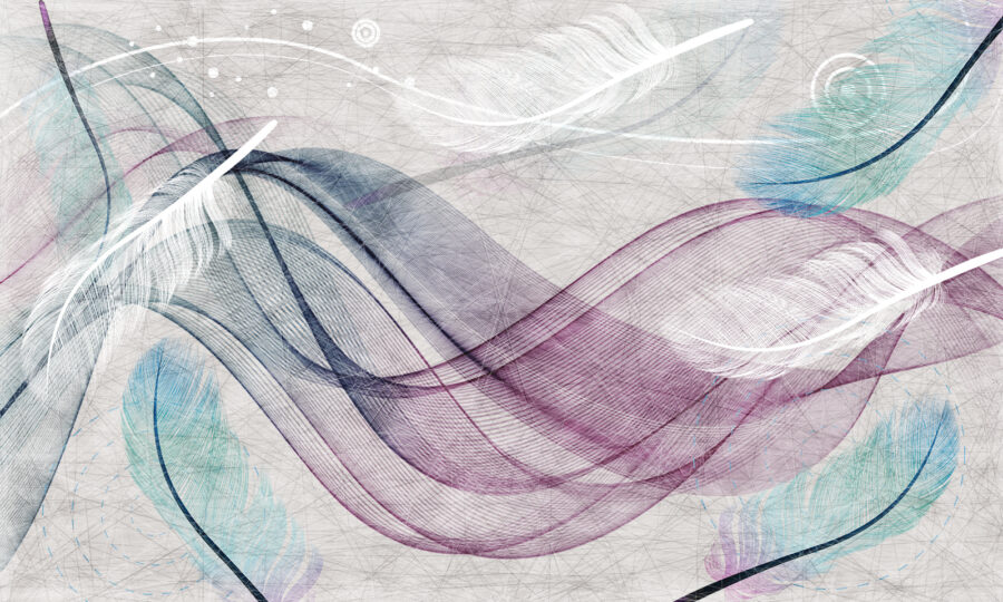 Wall murals Colorful feathers on a white surface - Image 2