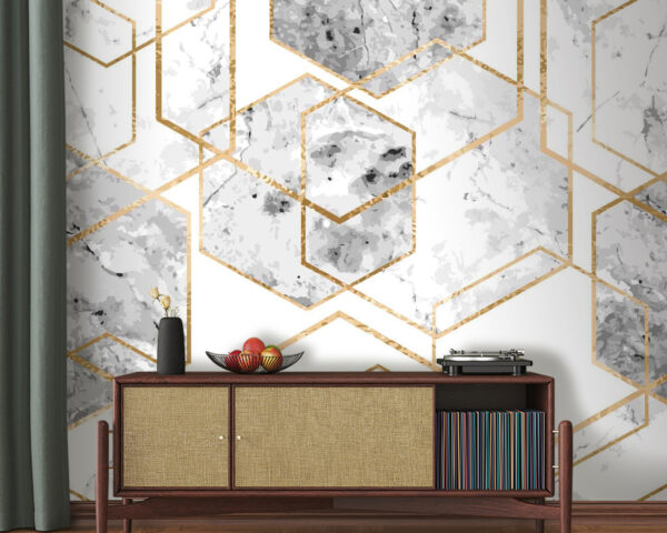 Wall murals Elegant hexagonal marble pattern design Wall murals Elegant hexagonal marble pattern design