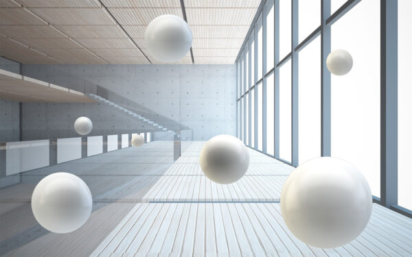 White balls floating in the air White balls floating in the air