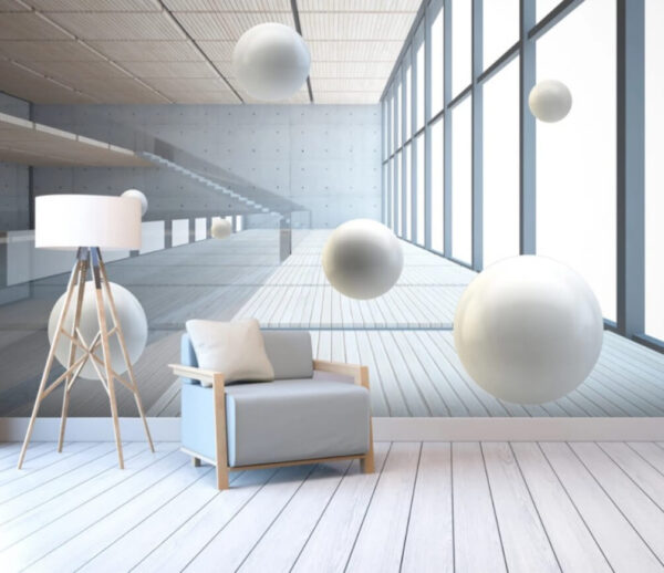 White balls floating in the air White balls floating in the air