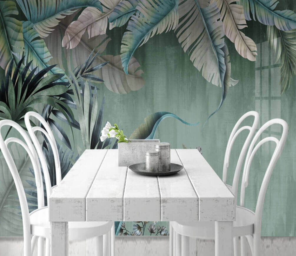 u05112piq1m - Lush tropical leaves in soft hues - tegory