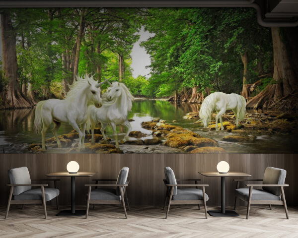 Group of white unicorns in a river u05099piz137m 600x480 - Group of white unicorns in a river - tegory