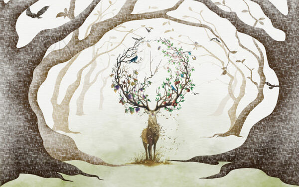 Painting of a deer with branches on it u04702p 600x375 - Painting of a deer with branches on it - tegory