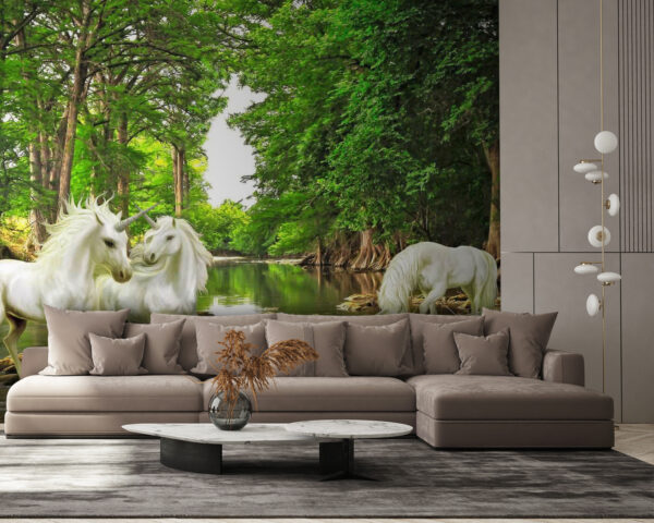 Group of white unicorns in a river u05099pig58 600x480 - Group of white unicorns in a river - tegory