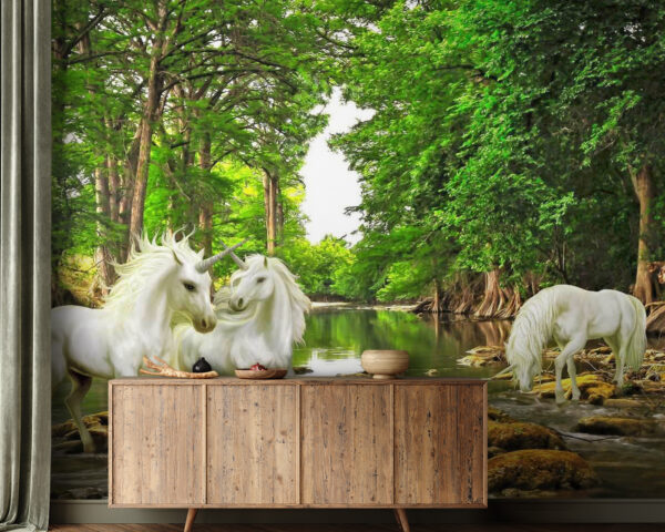 Group of white unicorns in a river u05099pig21 600x480 - Group of white unicorns in a river - tegory