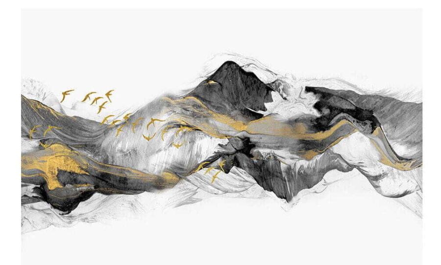 Painting of mountains with birds flying u04963p 900x542 - Painting of mountains with birds flying - tegory
