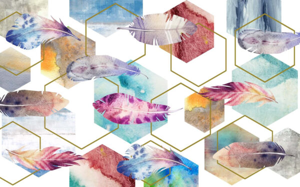Colorful feathers and hexagons u06004p 600x375 - Colorful feathers and hexagons - tegory