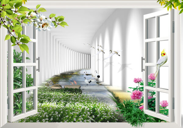 Window with a view of a pond and flowers u06326p 600x420 - Window with a view of a pond and flowers - tegory