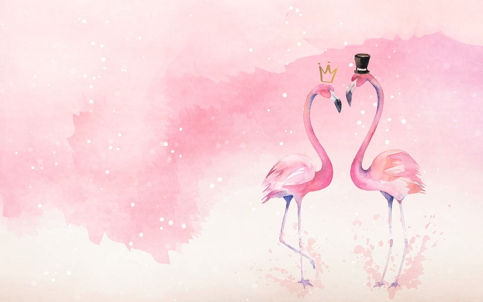 Two flamingos with crown and crown on their head u06476p - Two flamingos with crown and crown on their head - tegory