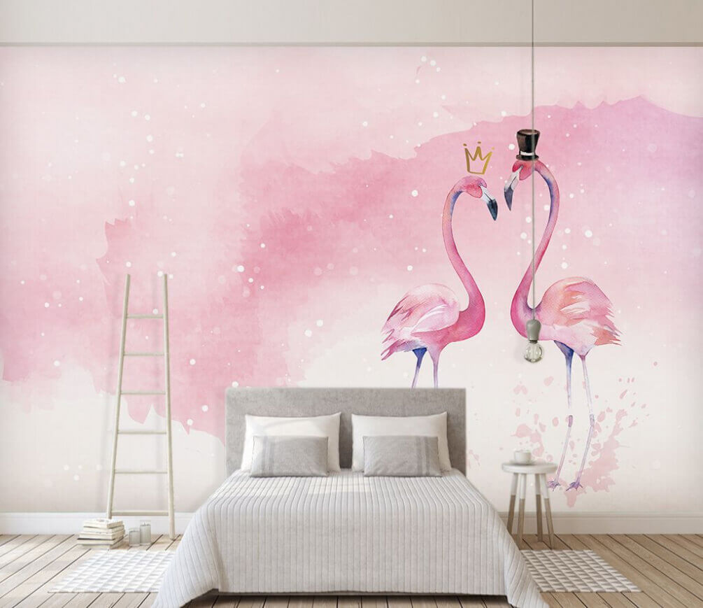 Two flamingos with crown and crown on their head u06476pib1m - Two flamingos with crown and crown on their head - tegory