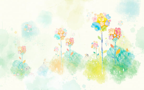 Watercolor painting of flowers and rabbits u06835p 600x375 - Watercolor painting of flowers and rabbits - tegory