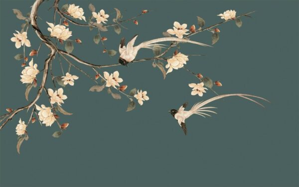 Bird on a branch with flowers u07198p 600x375 - Bird on a branch with flowers - tegory