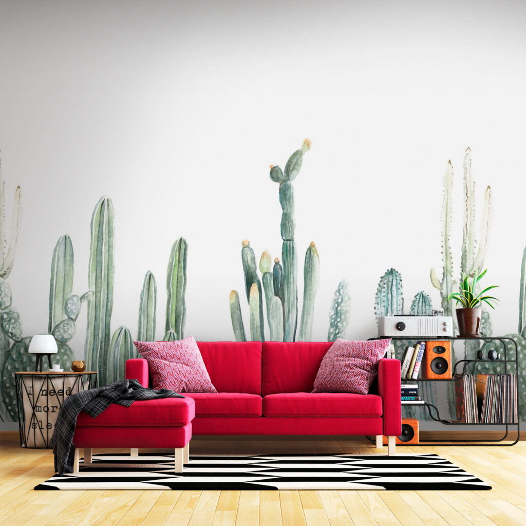 Group of cactuses on a white background Group of cactuses on a white background