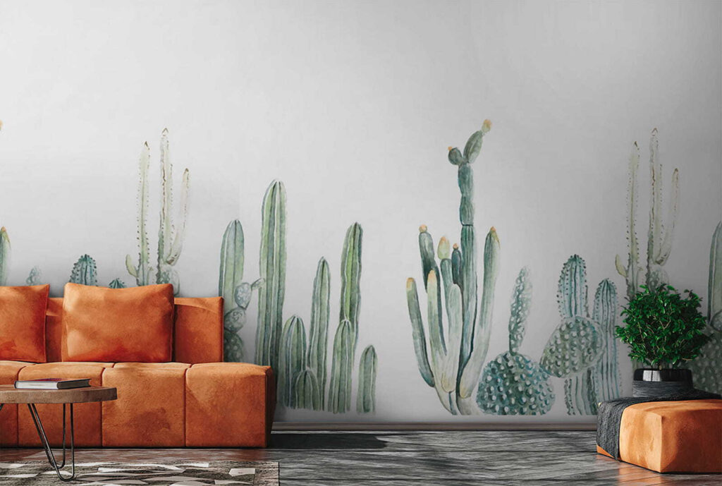 Group of cactuses on a white background Group of cactuses on a white background