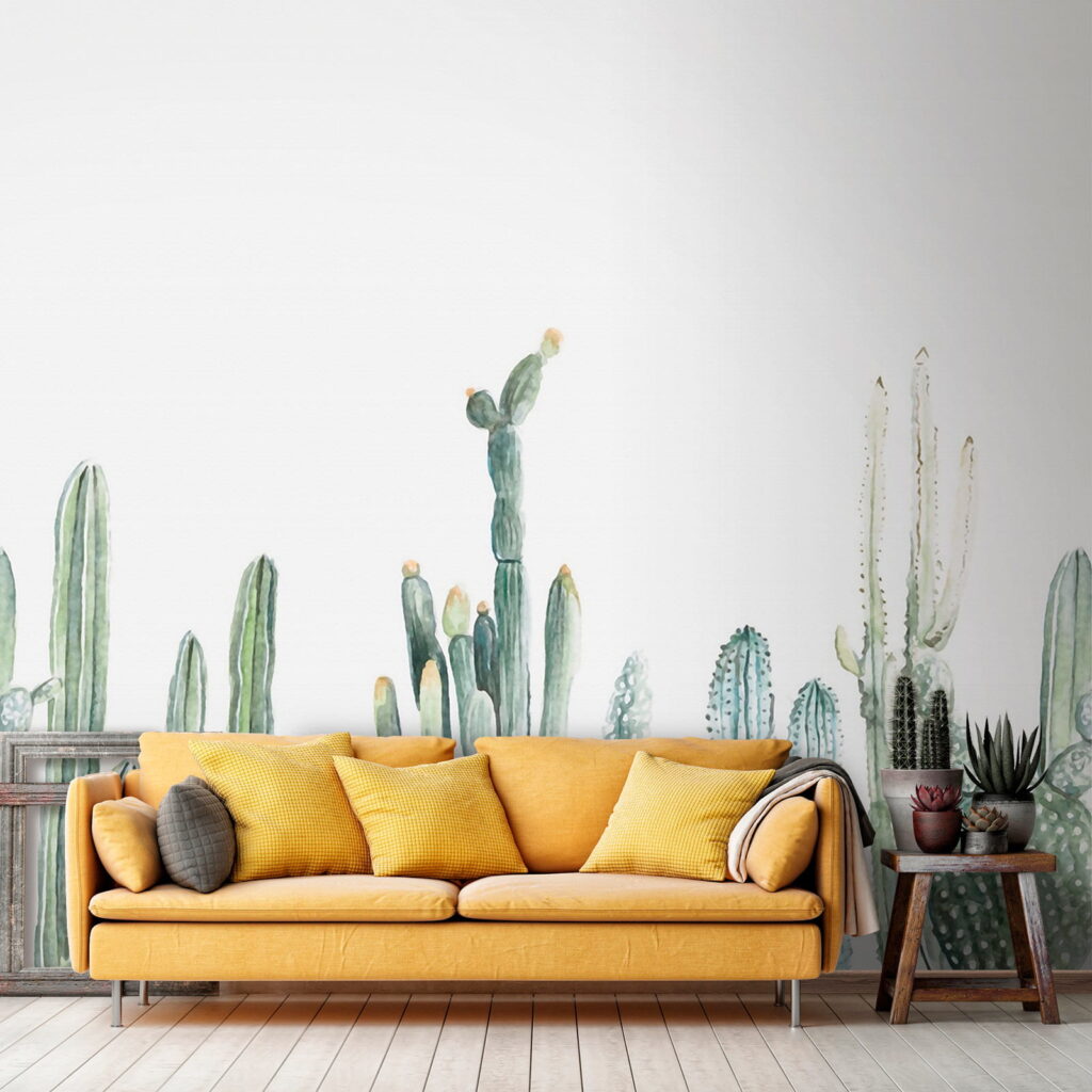 Group of cactuses on a white background Group of cactuses on a white background