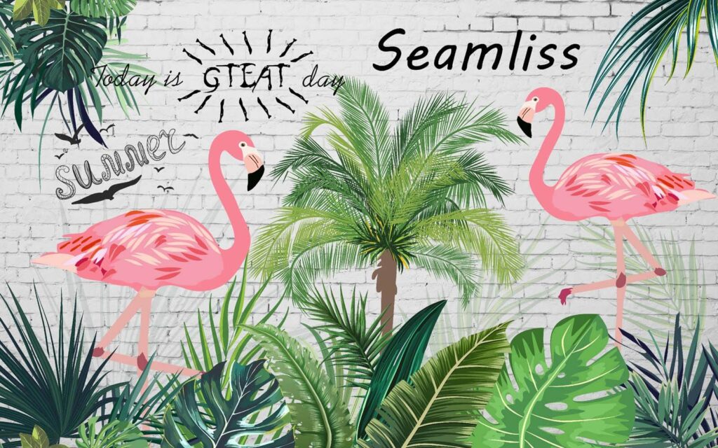 Wall with flamingos and palm trees u07340p 1024x640 - Wall with flamingos and palm trees - tegory