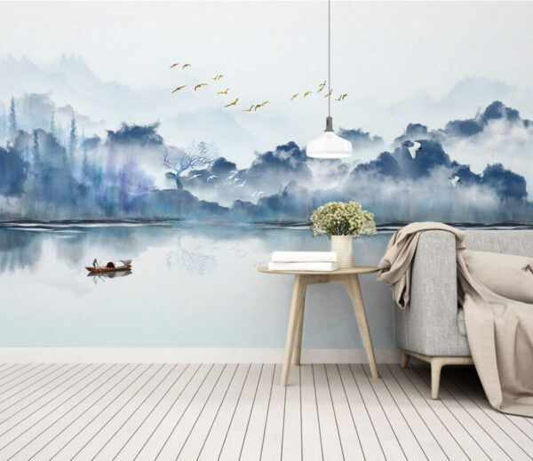 Painting of a boat in the water with birds flying in the sky u07345pig1m 600x519 - Painting of a boat in the water with birds flying in the sky - tegory
