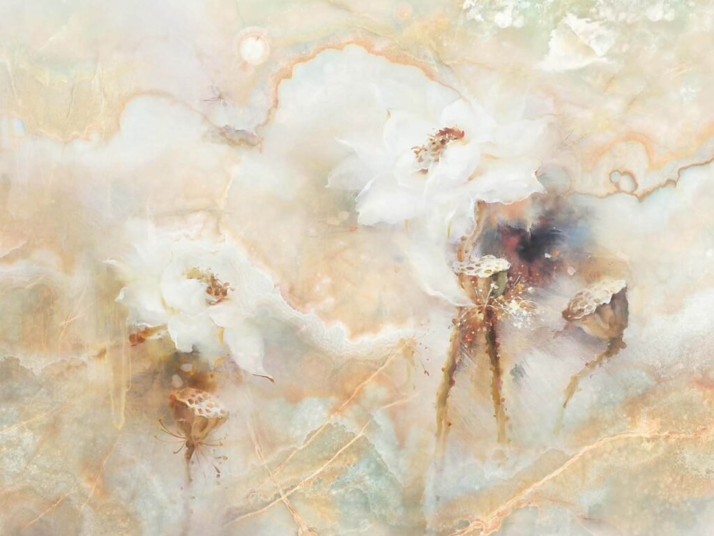 Painting of flowers on a marble surface u09219p 1024x768 - Painting of flowers on a marble surface - tegory