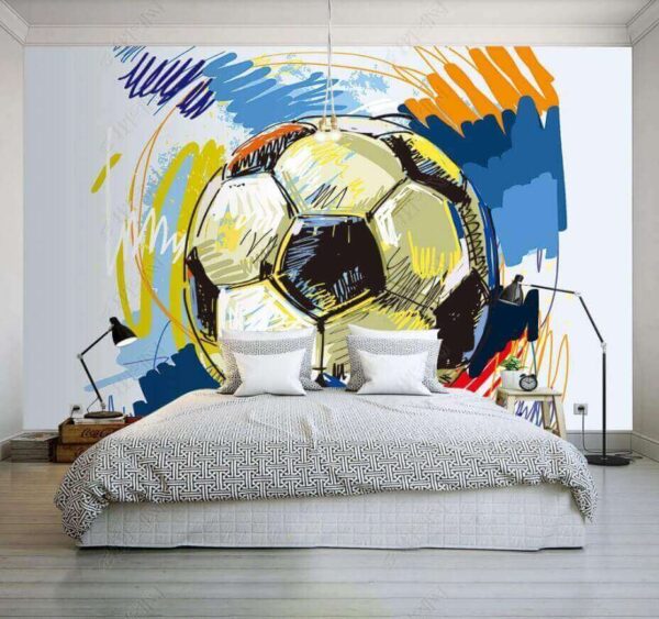 Football ball with colorful scribbles