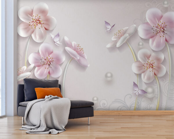 Wallpaper with flowers and butterflies u09587pig25 600x480 - Wallpaper with flowers and butterflies - tegory