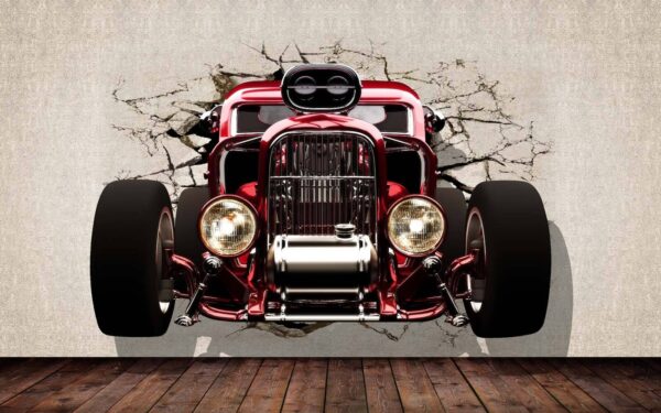 Red car with black wheels Red car with black wheels
