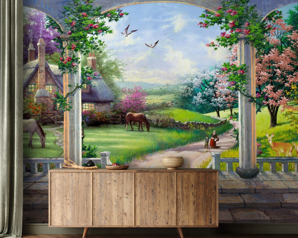 Painting of a landscape with a horse and a house u09760pig21m 1024x819 - Painting of a landscape with a horse and a house - tegory
