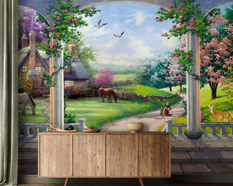 Painting of a landscape with a horse and a house u09760pig21m 900x720 - Painting of a landscape with a horse and a house - tegory