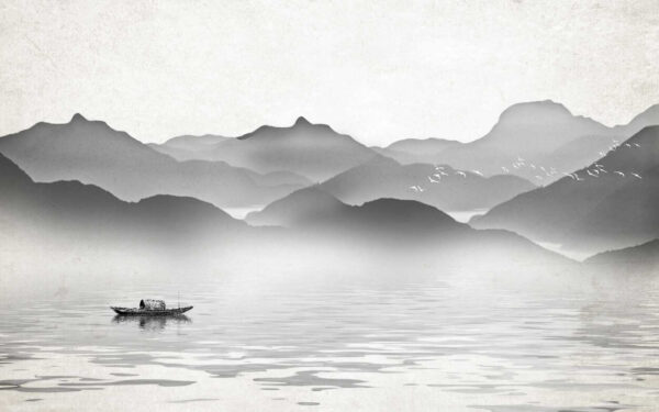 Boat on water with mountains in the background u09842p 600x375 - Boat on water with mountains in the background - tegory