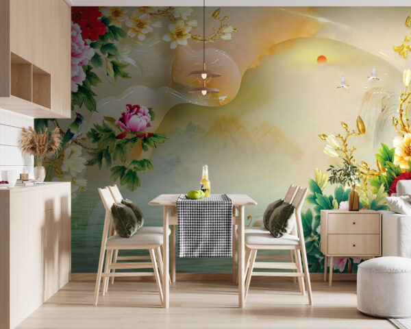 Painting of flowers and swans u11643pik119 600x480 - Painting of flowers and swans - tegory