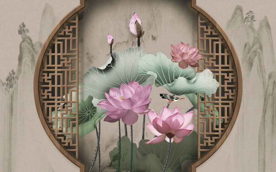 Wallpaper with pink flowers and leaves u11741p 900x563 - Wallpaper with pink flowers and leaves - tegory