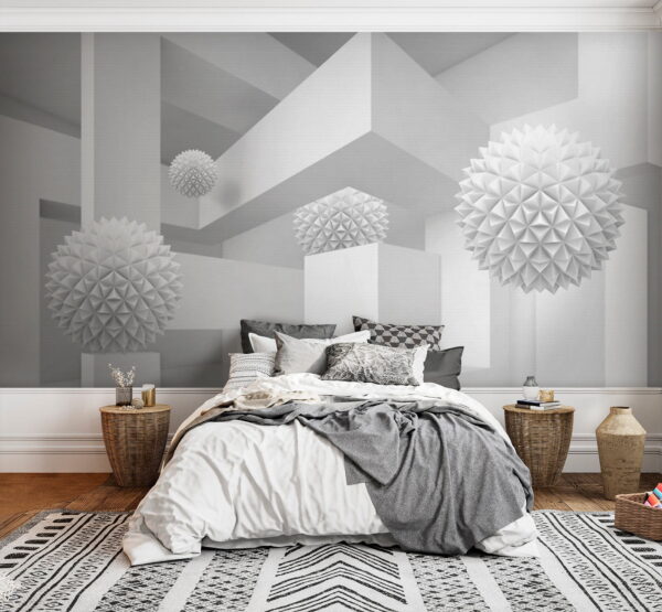 White room with white balls u14149pib5 600x555 - White room with white balls