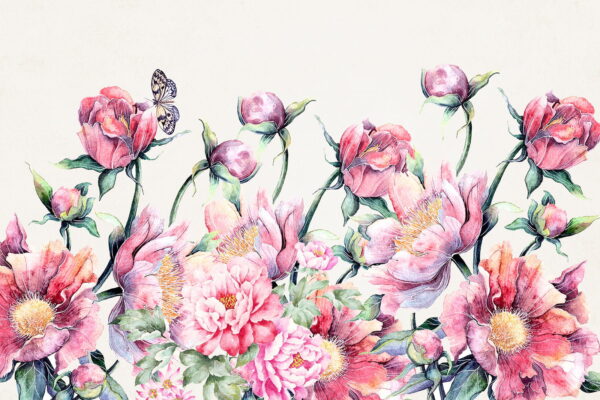 Watercolor painting of flowers and a butterfly u14331p 600x400 - Watercolor painting of flowers and a butterfly - tegory