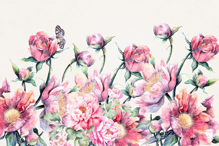 u14331p 900x600 - Watercolor painting of flowers and a butterfly - tegory