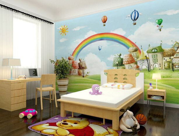 u14404pir1m - Cartoon landscape with a rainbow and houses - tegory