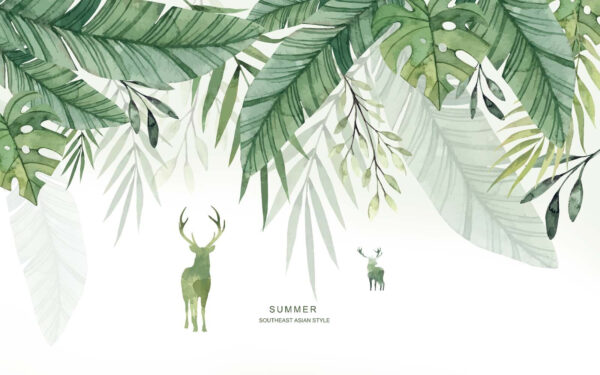 Watercolor painting of a deer and leaves u14518p 600x375 - Watercolor painting of a deer and leaves - tegory