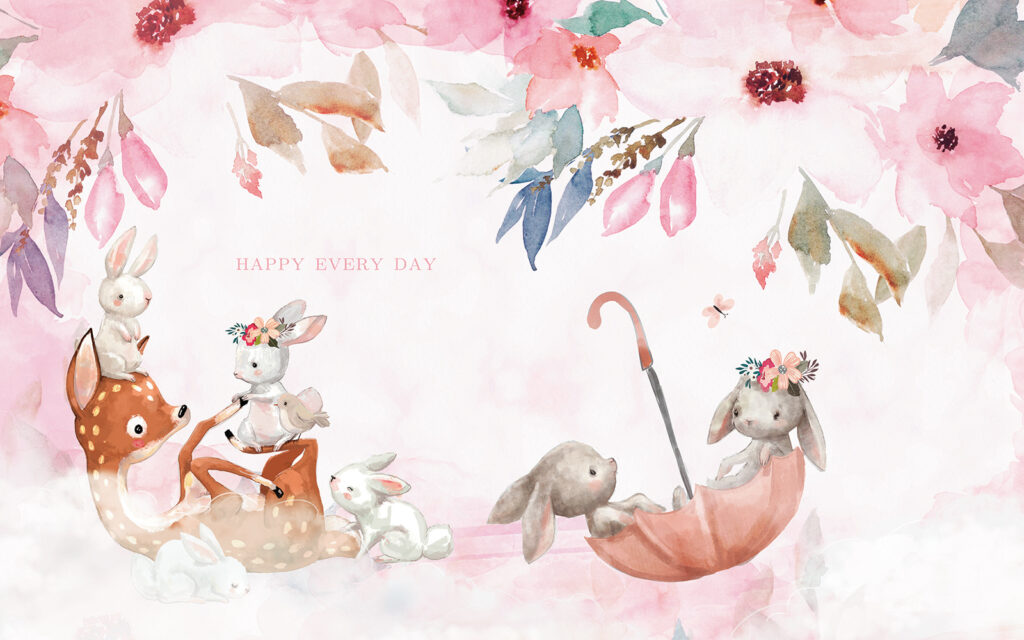 Group of bunnies in an umbrella u14760p 1024x640 - Group of bunnies in an umbrella