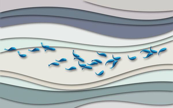 Group of blue fish swimming in a group of waves u15318p 600x375 - Group of blue fish swimming in a group of waves - tegory