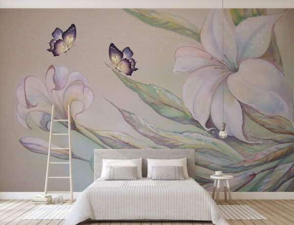 Painting of flowers and butterflies