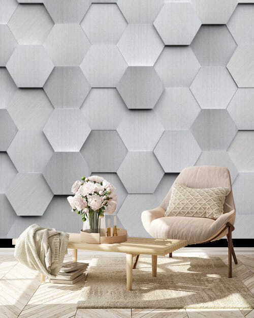 u15914pih1m - White hexagons on a wall - tegory