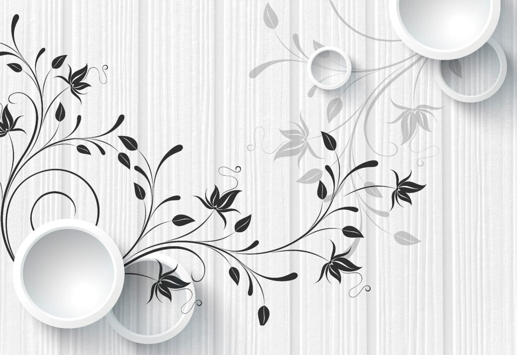 White wall with black and white flowers u16061p 1024x704 - White wall with black and white flowers - tegory