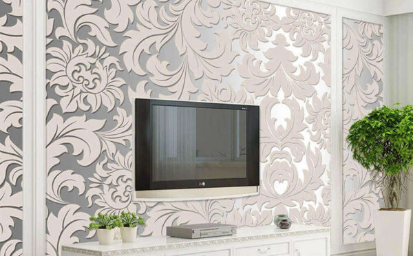 Wall murals White and grey floral pattern Wall murals White and grey floral pattern