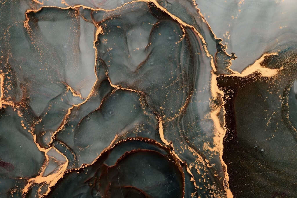 Swirling hues of teal and copper Swirling hues of teal and copper